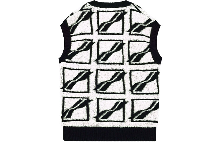 WE11DONE SS22 White Geometric Logo Knit V-Neck Vest Unisex WD-KV1-22-652-U-IV 圖 3