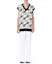 Shop WE11DONE SS22 Rompi Rajut V-Neck Logo Geometris Putih Unisex WD-KV1-22-652-U-IV