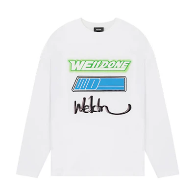 WE11DONE SS22 White Long Sleeve T-Shirt with Logo Print Unisex WD-TT1-22-717-U-WH