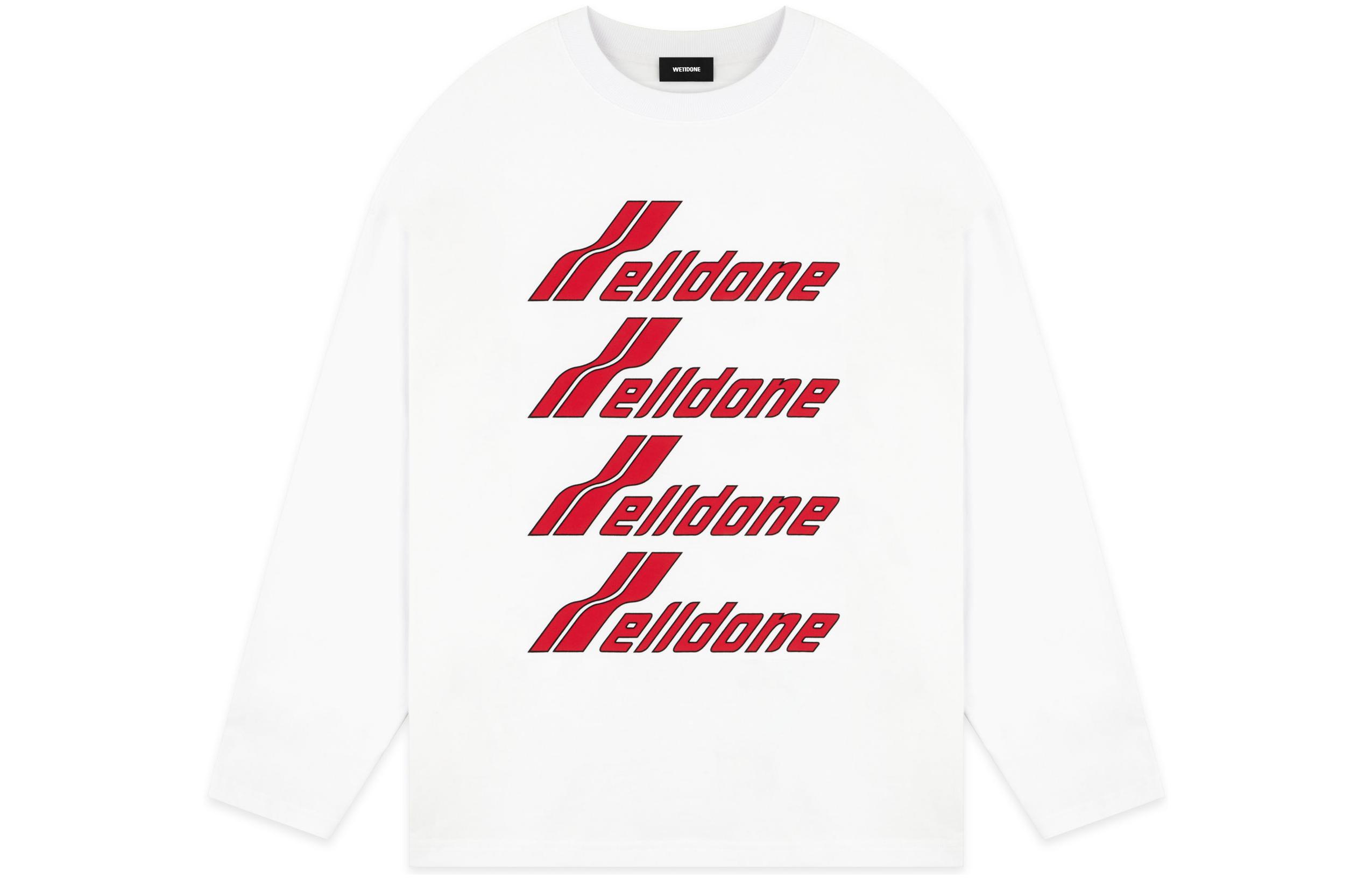 WE11DONE SS22 White Pullover Sweatshirt with Front Logo Print Unisex Long Sleeve WD-TT1-22-851-U-WH