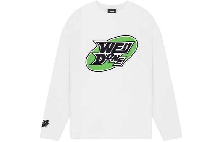 WE11DONE SS22 White Round Logo Crewneck Long Sleeve Unisex Sweatshirt WD-TT1-22-648-U-WH
