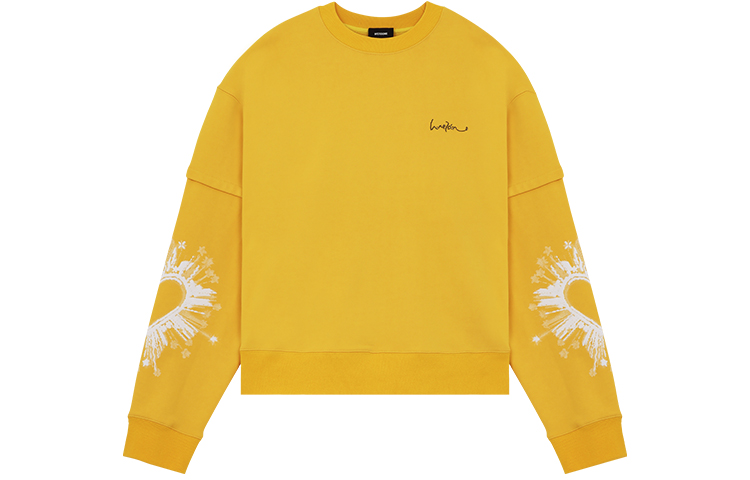 WE11DONE SS22 Yellow Heart Sleeve Graphic Long-Sleeve Unisex Sweatshirt WD-TS1-22-719-U-YE