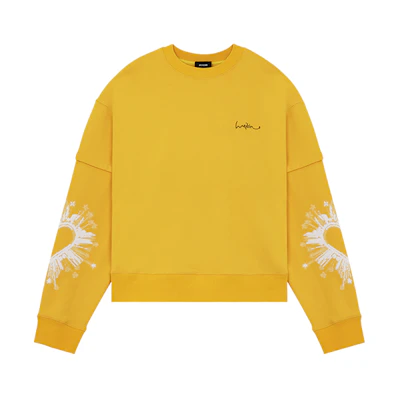 WE11DONE SS22 Yellow Heart Sleeve Graphic Long-Sleeve Unisex Sweatshirt WD-TS1-22-719-U-YE