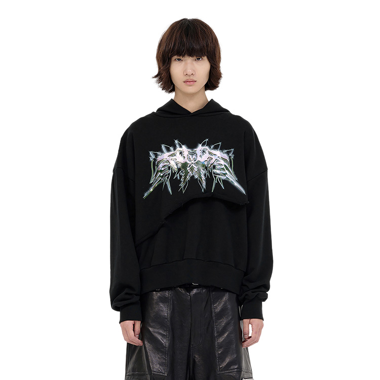 Shop WE11DONE SS23 3D Western Print Black Hoodie Unisex Gift Box Edition WD-TH1-23-875-U-BK