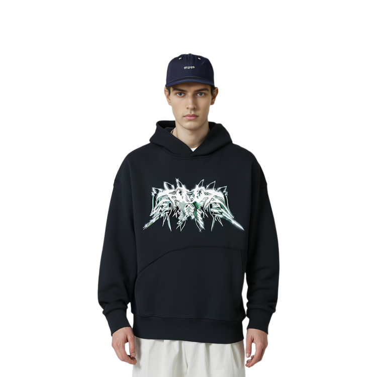 Sizing WE11DONE SS23 3D Western Print Black Hoodie Unisex Gift Box Edition WD-TH1-23-875-U-BK