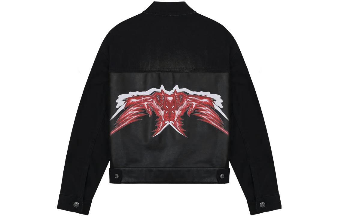 WE11DONE SS23  Denim Jacket with Back Print & Leather Panel Design WD-DJ1-23-355-M-BK 圖 2