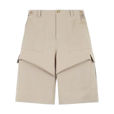 WE11DONE SS23 Khaki Straight-Leg Casual Shorts with Button Detail. WD-PT1-23-299-M-BG