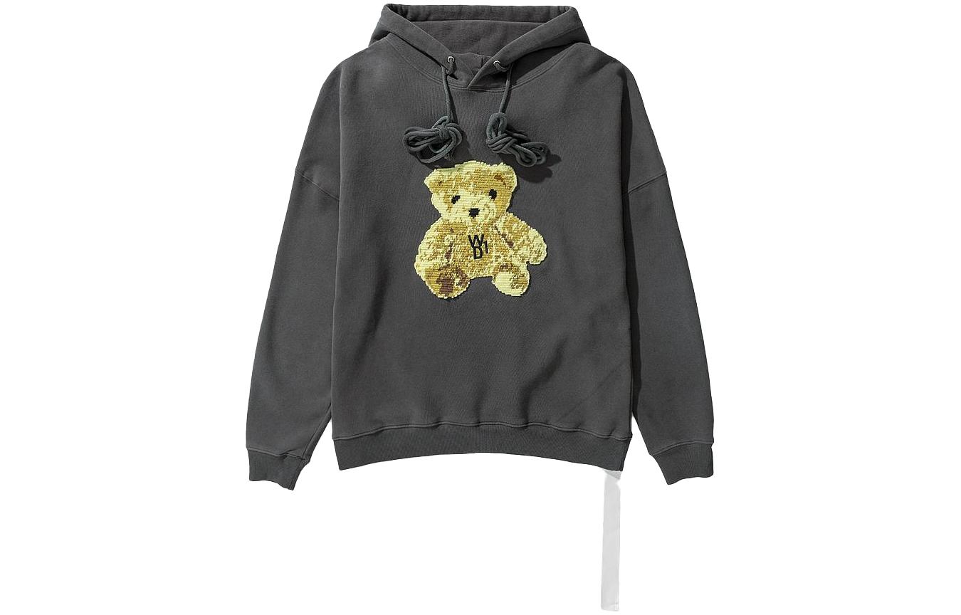 WE11DONE SS23 Black Animal Graphic Hoodie Long Sleeve Pullover WD-TH9-20-123-BLACK