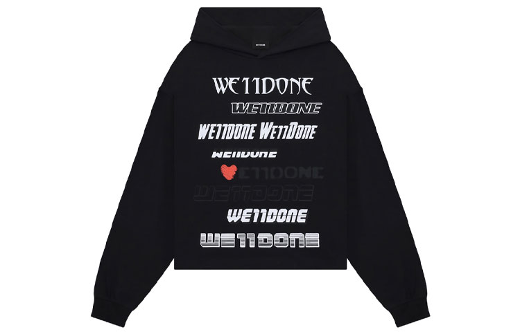 WE11DONE SS23 Black Heart Logo Print Hoodie Unisex. WD-TH3-22-904-U-BK 圖 2