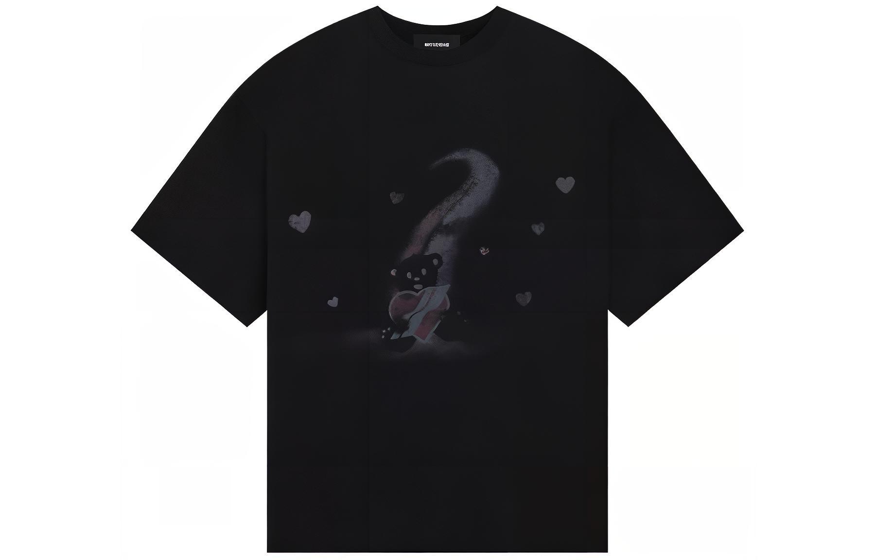 Order WE11DONE SS23 Black Heart Teddy Bear Graphic Unisex T-Shirt WD-TT1-23-730-U-BK