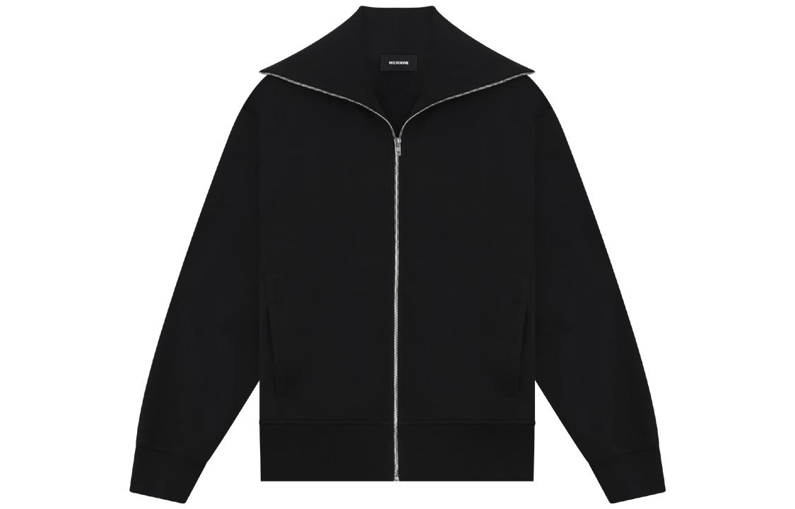 WE11DONE SS23 Black High-Neck Zip-Up Knit Jacket Unisex WD-TJ1-23-721-U-BK
