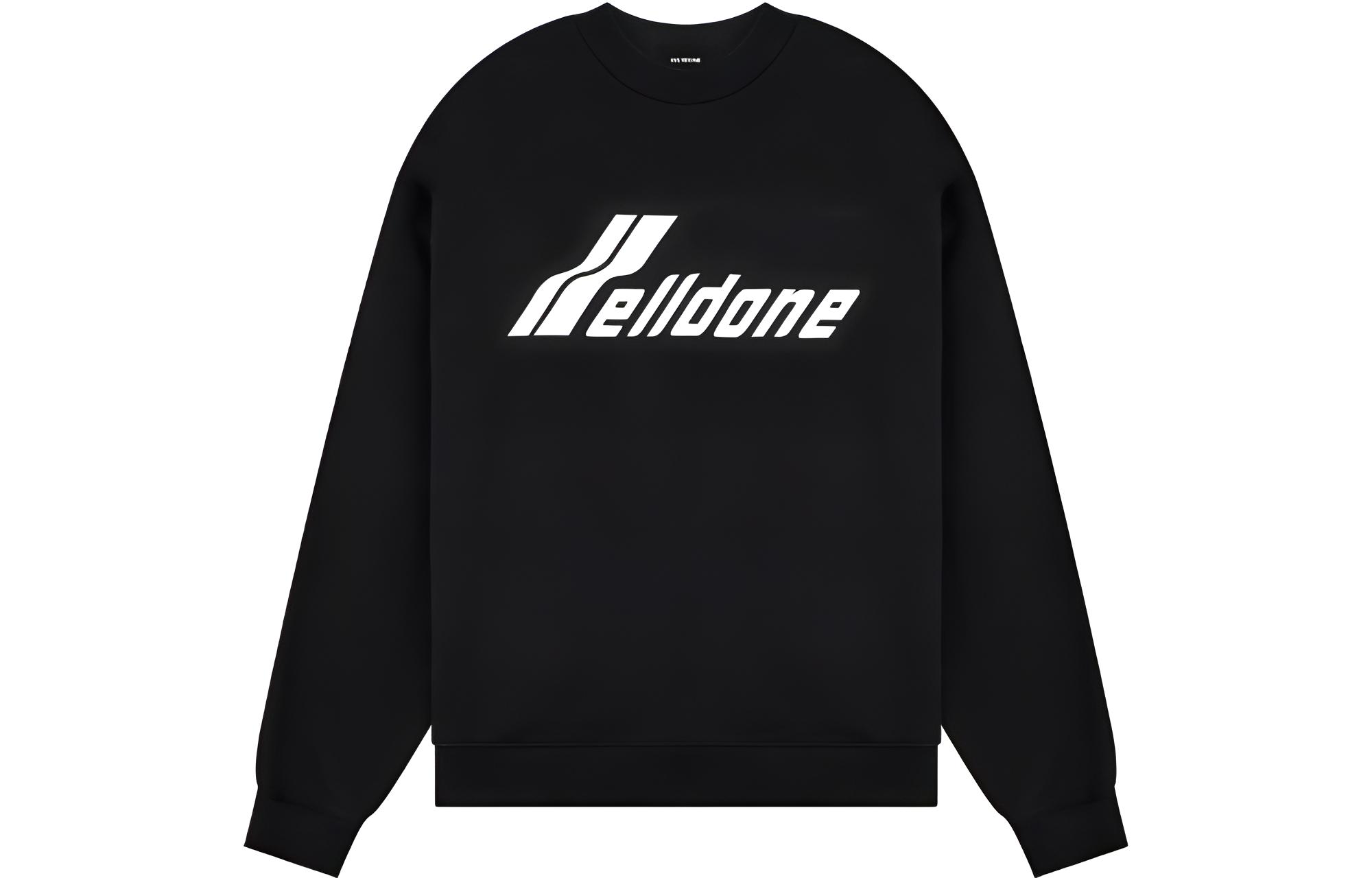 WE11DONE SS23 Black Logo Print Oversized Crewneck Sweatshirt Unisex. WD-TS1-23-797-U-BK