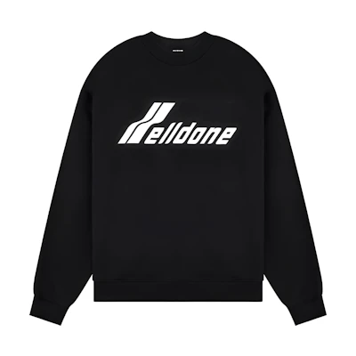 WE11DONE SS23 Black Logo Print Oversized Crewneck Sweatshirt Unisex. WD-TS1-23-797-U-BK