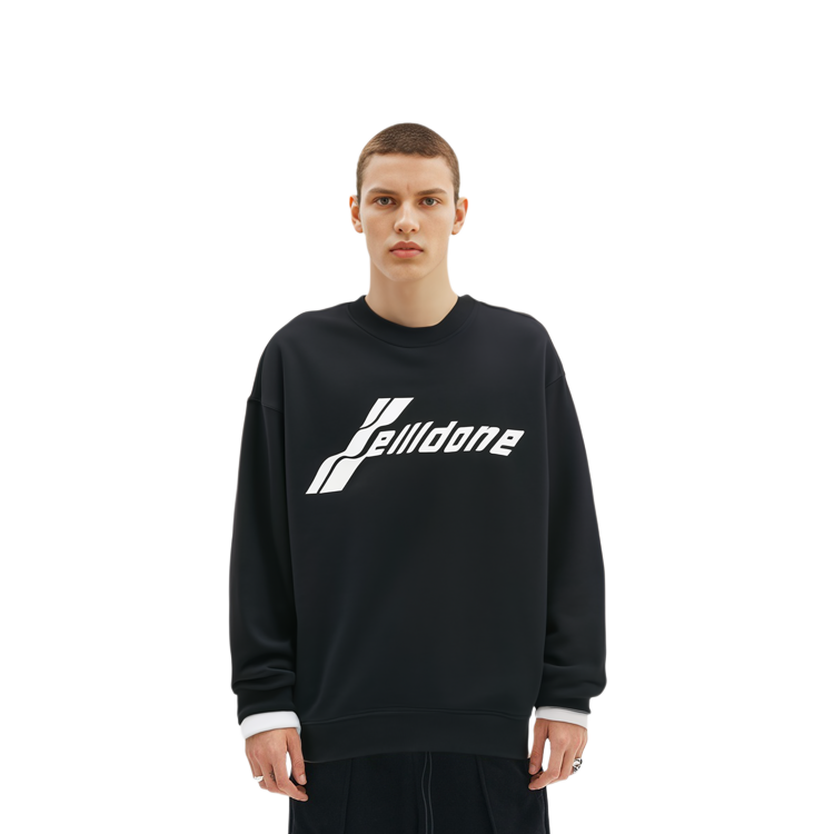 WE11DONE SS23 Black Logo Print Oversized Crewneck Sweatshirt Unisex. WD-TS1-23-797-U-BK 圖 4