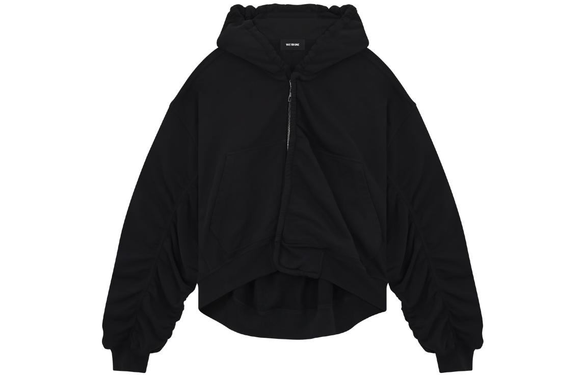 WE11DONE SS23 Black Oversized Zip-Up Hoodie Unisex WD-TJ1-23-824-U-BK