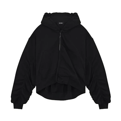 WE11DONE SS23 Black Oversized Zip-Up Hoodie Unisex WD-TJ1-23-824-U-BK