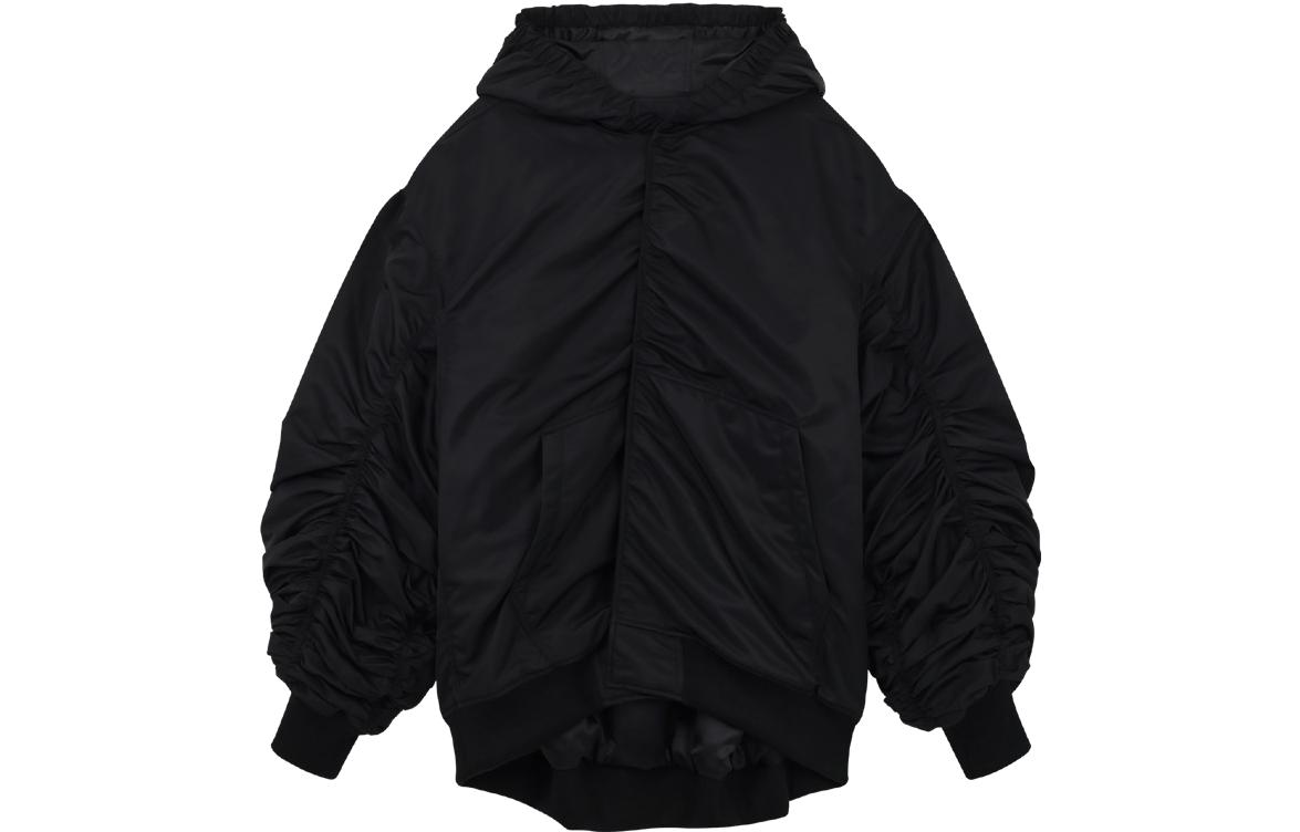 WE11DONE SS23 Black Solid Pleated Bomber Jacket Unisex WD-JP1-23-295-U-BK