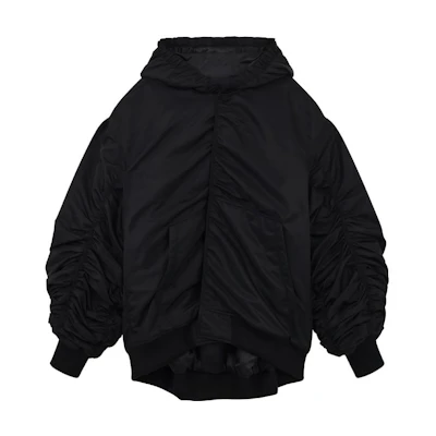 WE11DONE SS23 Black Solid Pleated Bomber Jacket Unisex WD-JP1-23-295-U-BK