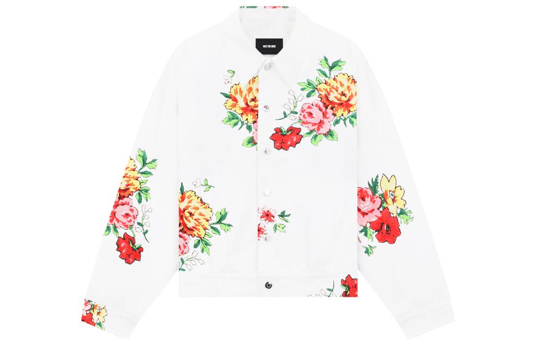 WE11DONE SS23 Floral Print Cropped Jacket Unisex White WD-JK1-23-245-U-MX