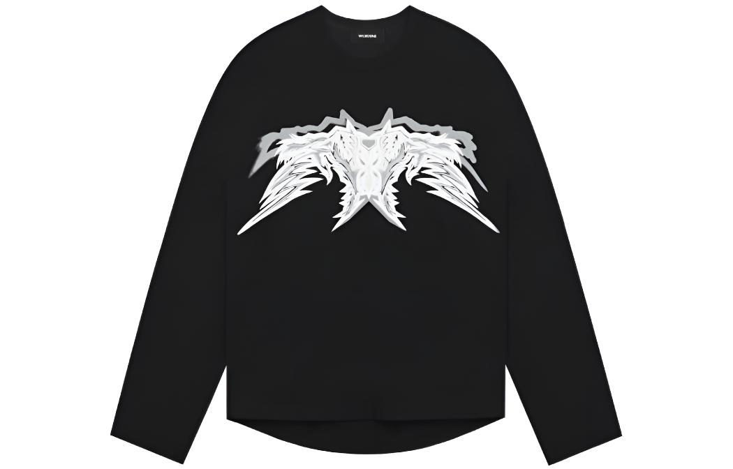 WE11DONE SS23 Graphic Pullover Sweatshirt Unisex Black WD-TT1-23-807-U-BK