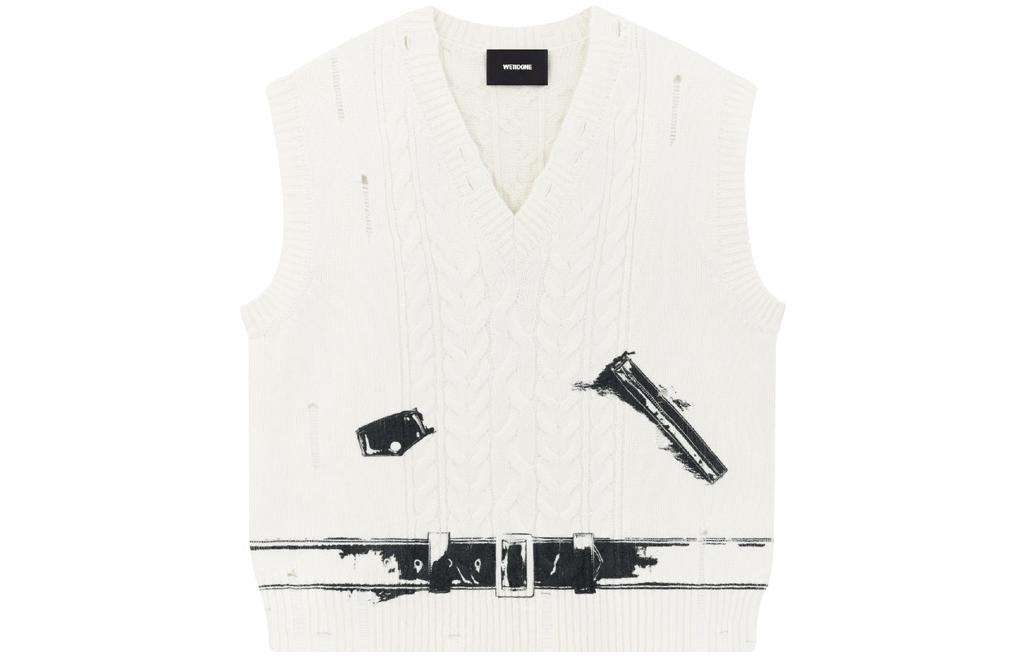 WE11DONE SS23 Graphic V-Neck Knit Vest Ivory Unisex WD-KV1-23-617-U-IV 圖 2