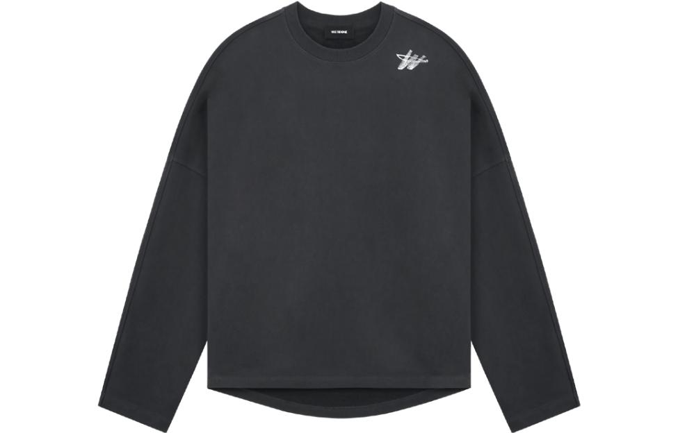 WE11DONE SS23 Grey Logo Crewneck Long Sleeve Unisex Sweatshirt WD-TS1-23-756-U-CH