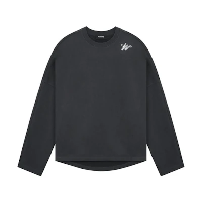 WE11DONE SS23 Grey Logo Crewneck Long Sleeve Unisex Sweatshirt WD-TS1-23-756-U-CH