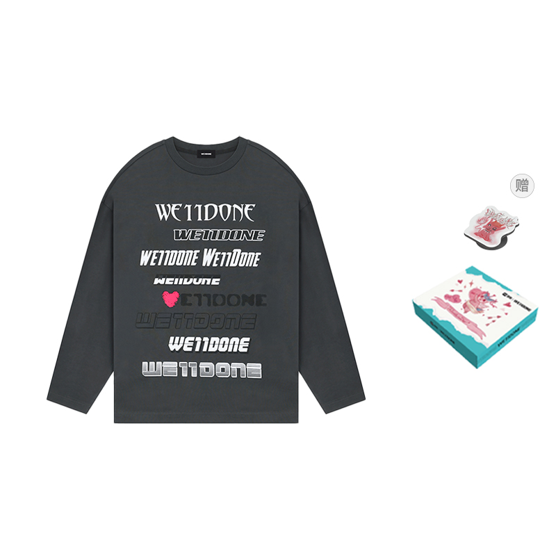 WE11DONE SS23 Grey Logo Print Crewneck Long Sleeve Sweatshirt Unisex Gray WD-TT3-22-903-U-CH