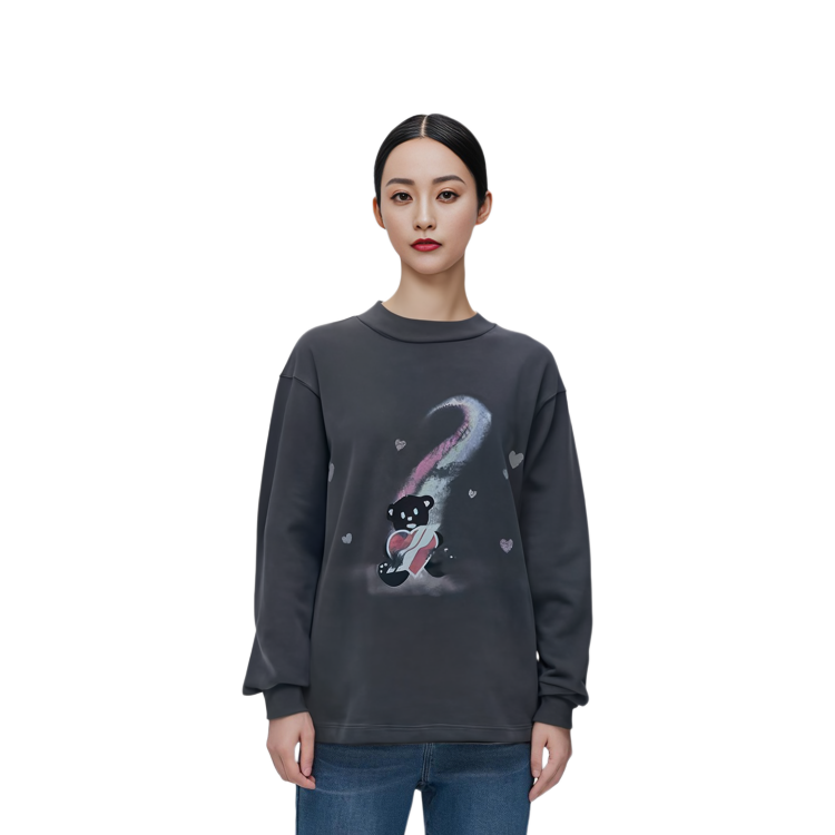 Lookbook WE11DONE SS23 灰色泰迪熊印花男女款圓領汗衫 WD-TT1-23-793-U-CH