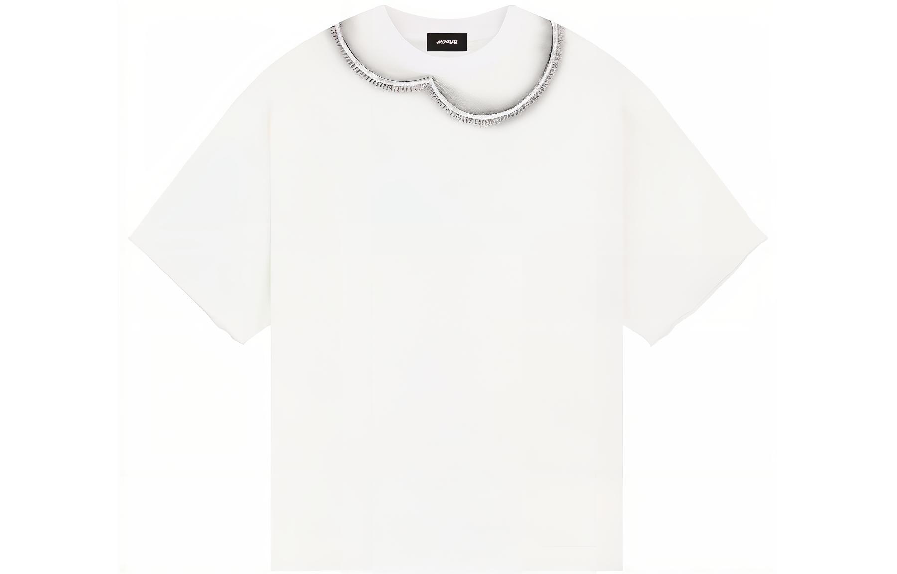 WE11DONE SS23 Heart Pattern Unisex White T-Shirt. WD-TT1-23-830-U-IV