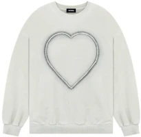 WE11DONE SS23 Ivory Heart Print Crewneck Long Sleeve Unisex Sweatshirt WD-TS1-23-809-U-IV WE11DONE SS23 Ivory Heart Print Crewneck Long Sleeve Unisex Sweatshirt WD-TS1-23-809-U-IV