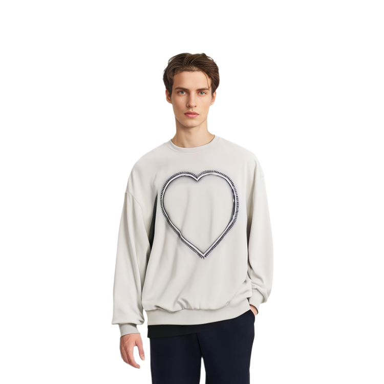 WE11DONE SS23 Ivory Heart Print Crewneck Long Sleeve Unisex Sweatshirt WD-TS1-23-809-U-IV 圖 3