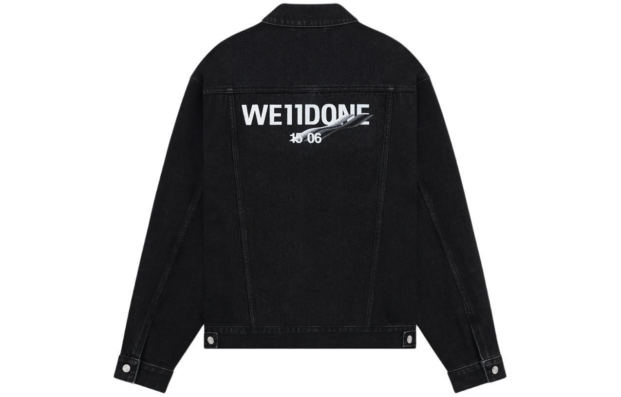WE11DONE SS23 Logo Print Casual Denim Jacket Unisex Black WD-DJ1-23-913-U-BK