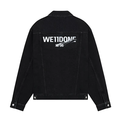 WE11DONE SS23 Logo Print Casual Denim Jacket Unisex Black WD-DJ1-23-913-U-BK