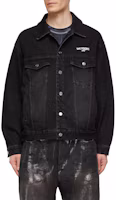Shop WE11DONE SS23 Logo Print Casual Denim Jacket Unisex Black WD-DJ1-23-913-U-BK