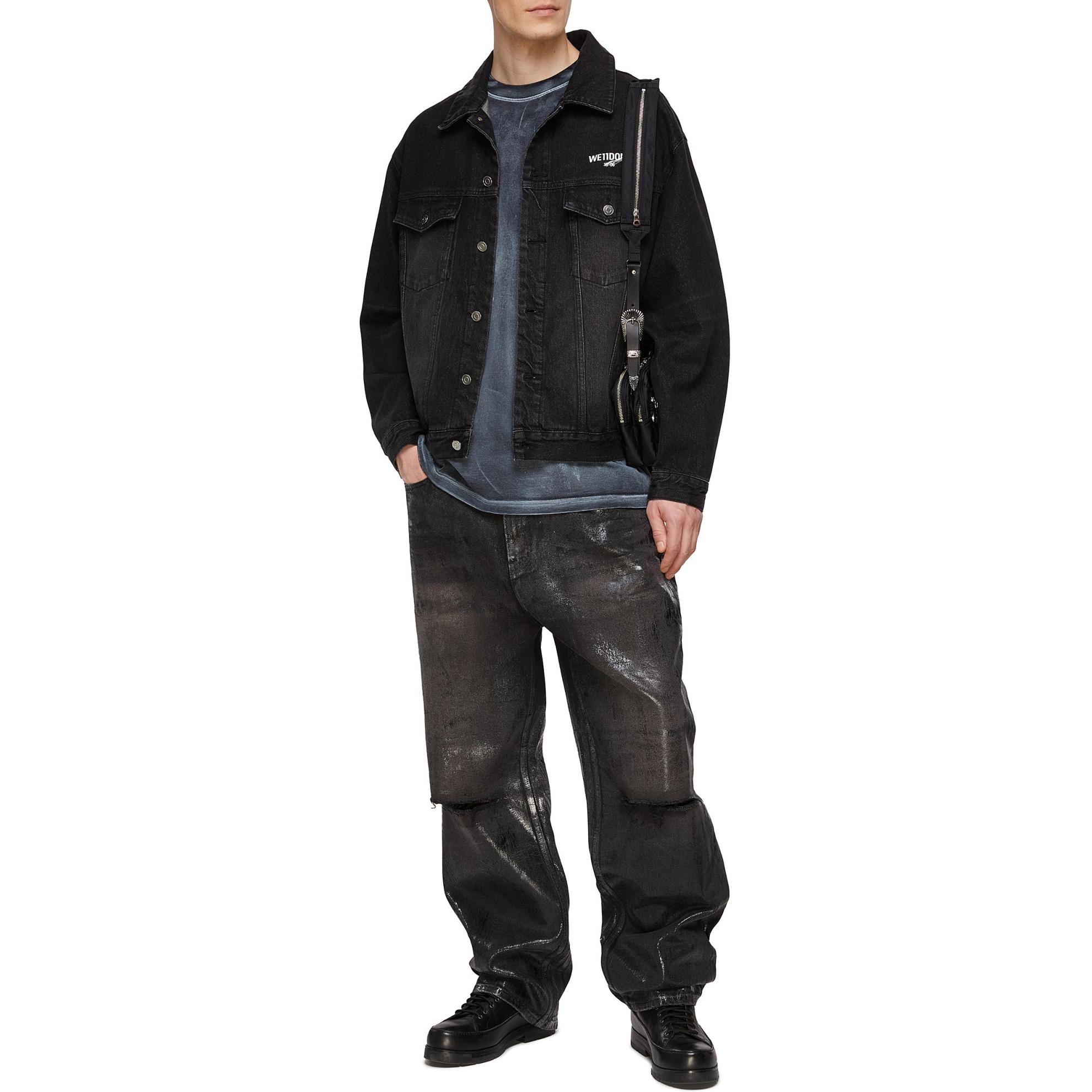Details for WE11DONE SS23 logo印花休閒牛仔外套 中性款 黑色 WD-DJ1-23-913-U-BK