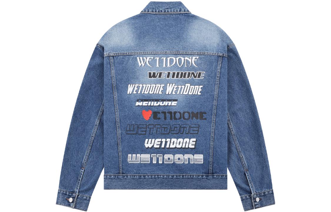 WE11DONE SS23 Logo Printed Casual Denim Jacket Unisex Blue WD-DJ1-23-915-U-BL