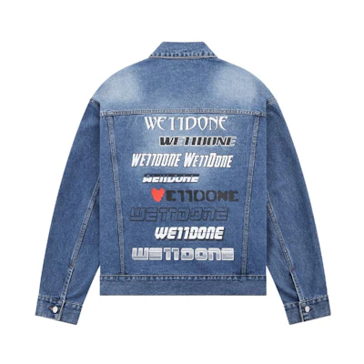 WE11DONE SS23 Logo Printed Casual Denim Jacket Unisex Blue WD-DJ1-23-915-U-BL