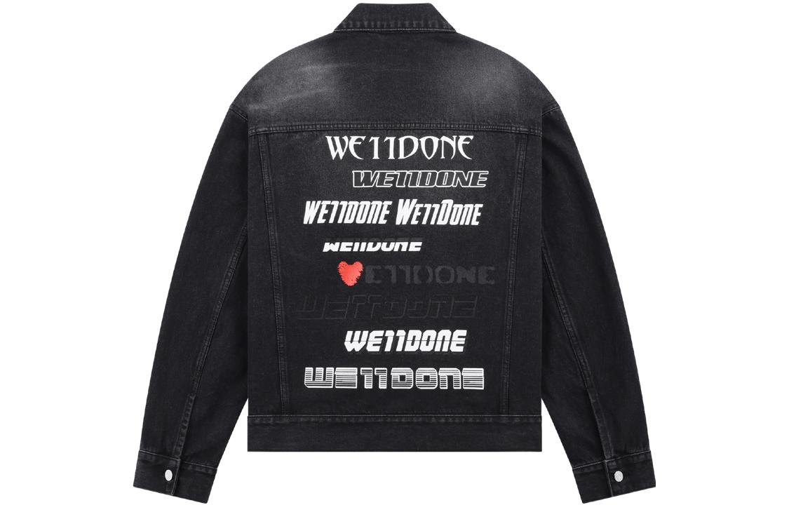 WE11DONE SS23 Logo Printed Casual Denim Jacket Unisex Black Couples' Style WD-DJ1-23-915-U-BK