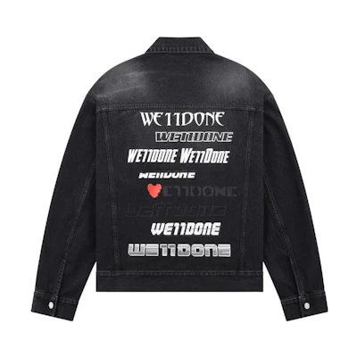 WE11DONE SS23 Logo Printed Casual Denim Jacket Unisex Black Couples' Style WD-DJ1-23-915-U-BK