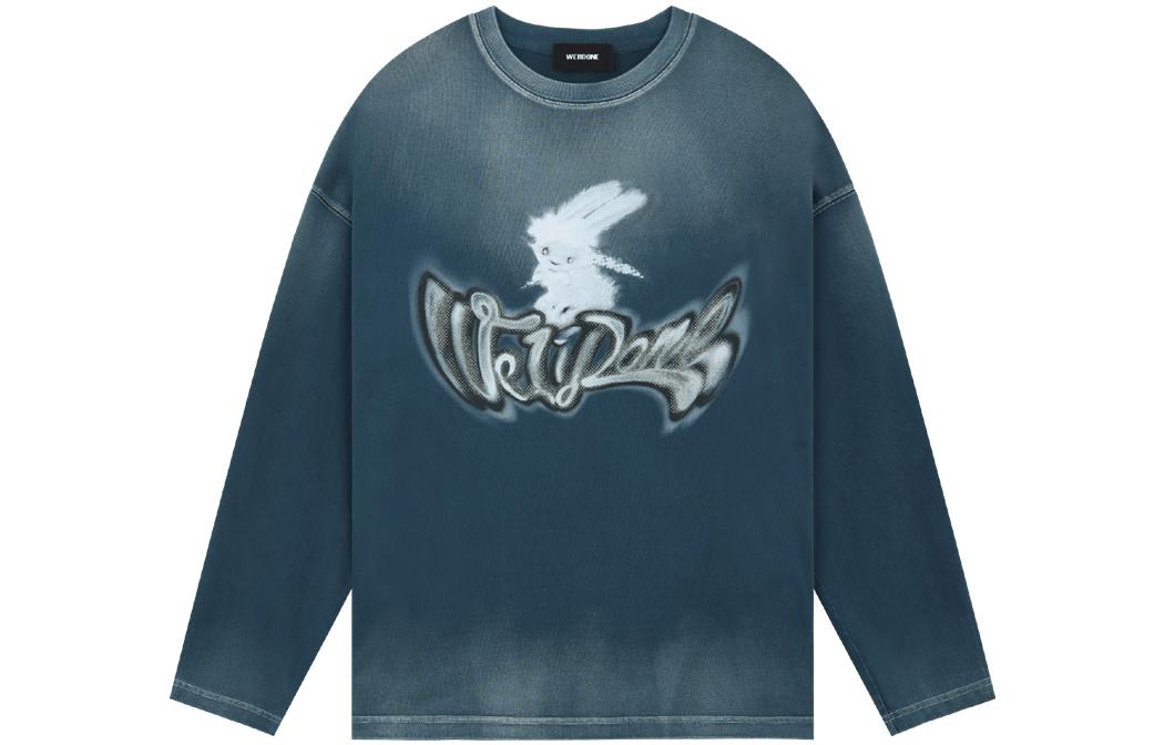 WE11DONE SS23 Logo Rabbit Print Crewneck Sweatshirt Unisex Blue WD-TT1-23-898-U-BL