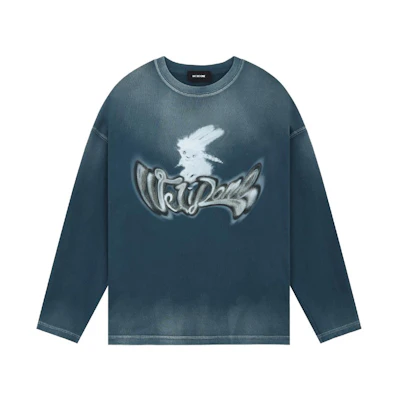 WE11DONE SS23 Logo Rabbit Print Crewneck Sweatshirt Unisex Blue WD-TT1-23-898-U-BL