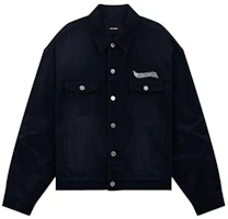 WE11DONE SS23 Lunar New Year Rabbit Logo Oversized Denim Jacket Unisex WD-DJ1-23-914-U-BK WE11DONE SS23 Lunar New Year Rabbit Logo Oversized Denim Jacket Unisex WD-DJ1-23-914-U-BK