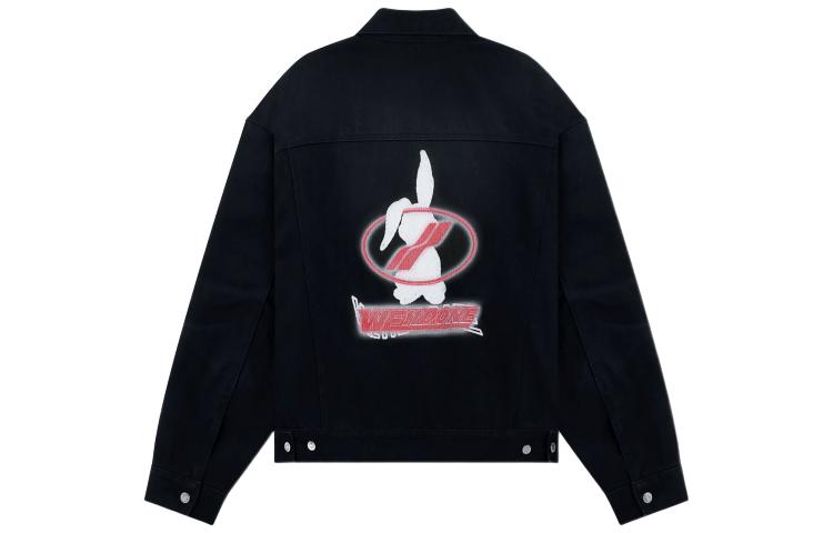 Lookbook 위던 SS23 설날 토끼 로고 오버사이즈 데님 재킷 유니섹스 WD-DJ1-23-914-U-BK