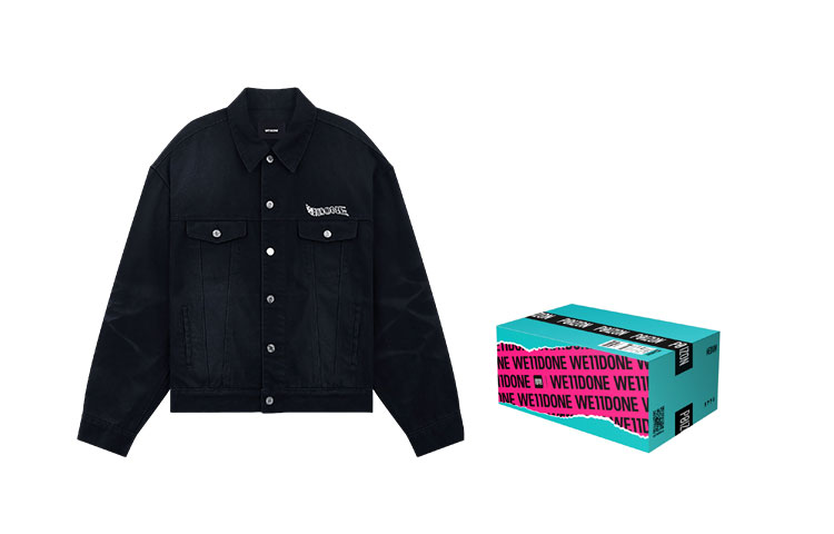 Shop 위던 SS23 설날 토끼 로고 오버사이즈 데님 재킷 유니섹스 WD-DJ1-23-914-U-BK