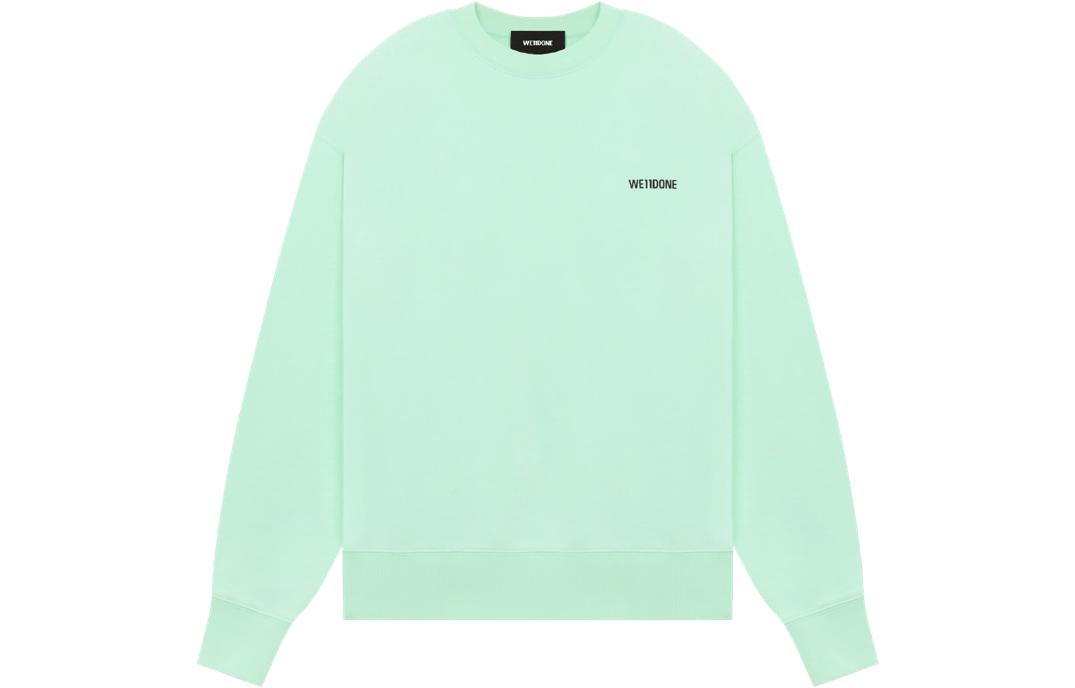 WE11DONE SS23 Mini Logo Crewneck Long Sleeve Sweatshirt Light Green Unisex Gift Box WD-TS1-23-795-U-EM