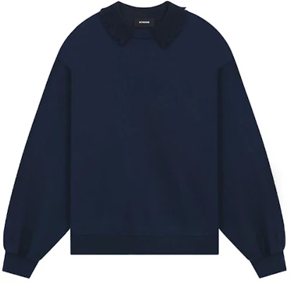 WE11DONE SS23 Navy Blue Baju Panjang Unisex Kolar Berlipat Sweatshirt WD-TS1-23-857-U-NV Buy WE11DONE SS23 Navy Blue Baju Panjang Unisex Kolar Berlipat Sweatshirt WD-TS1-23-857-U-NV