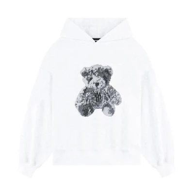 WE11DONE SS23 Oversized Cartoon Hoodie Unisex Light Grey Pullover WD-TH1-23-994-U-GY