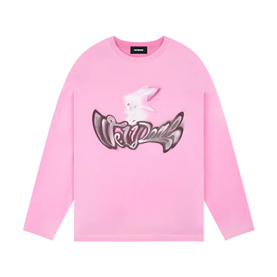 WE11DONE SS23 Pink Rabbit Logo Graphic Sweatshirt Unisex. WD-TT1-23-898-U-PK
