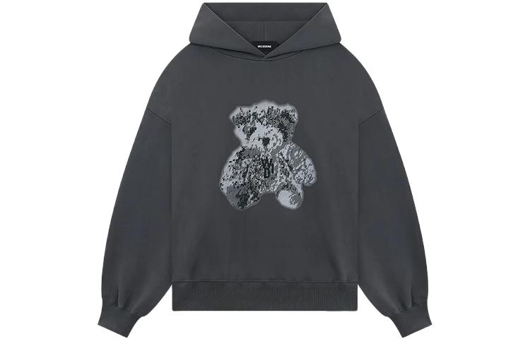 WE11DONE SS23 Pixel Teddy Cartoon Carbon Gift Box Hoodie Unisex WD-TH1-23-994-U-CH